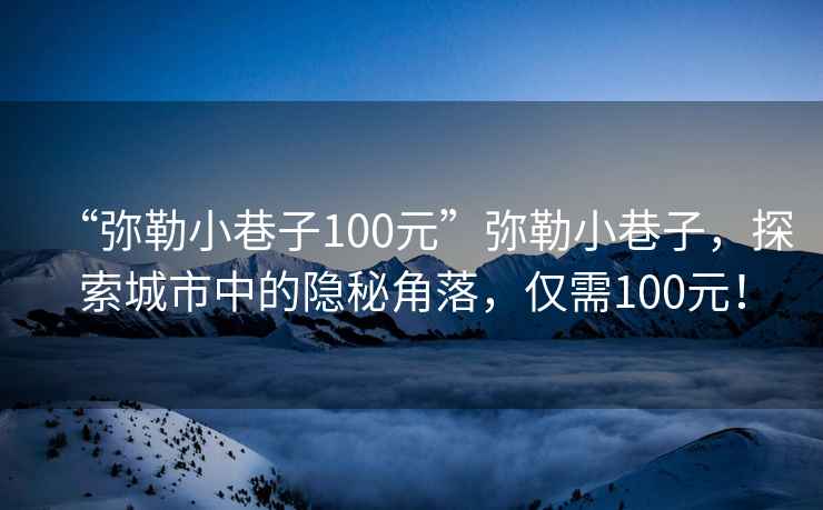 “彌勒小巷子100元”彌勒小巷子，探索城市中的隱秘角落，僅需100元！