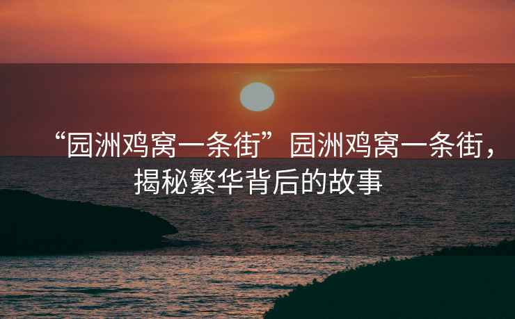 “園洲雞窩一條街”園洲雞窩一條街，揭秘繁華背后的故事