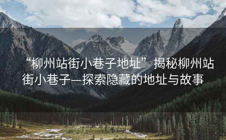 “柳州站街小巷子地址”揭秘柳州站街小巷子—探索隱藏的地址與故事