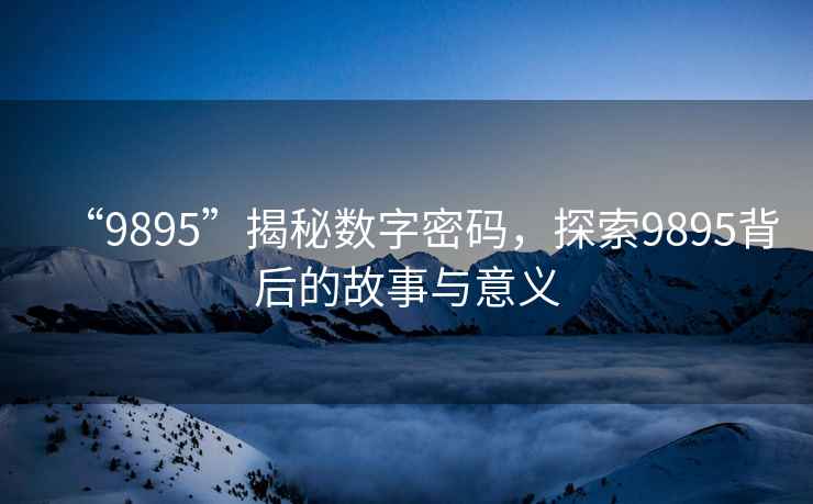 “9895”揭秘數字密碼，探索9895背后的故事與意義
