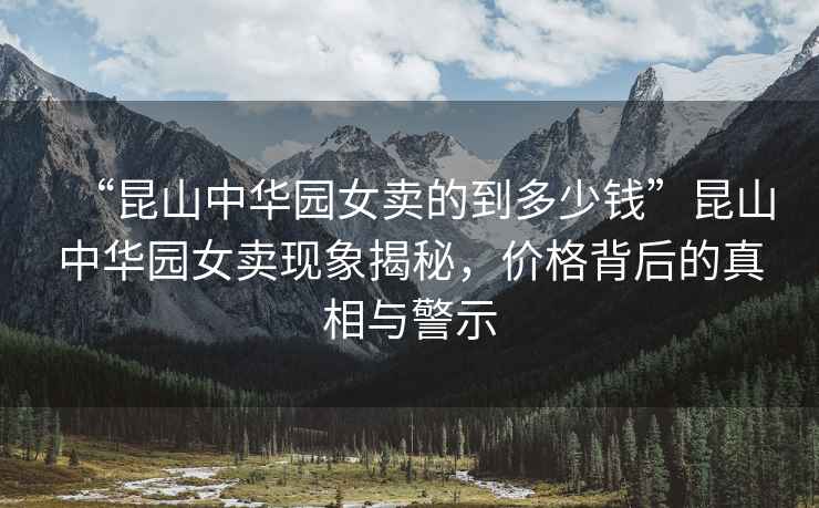 “昆山中華園女賣的到多少錢”昆山中華園女賣現象揭秘，價格背后的真相與警示