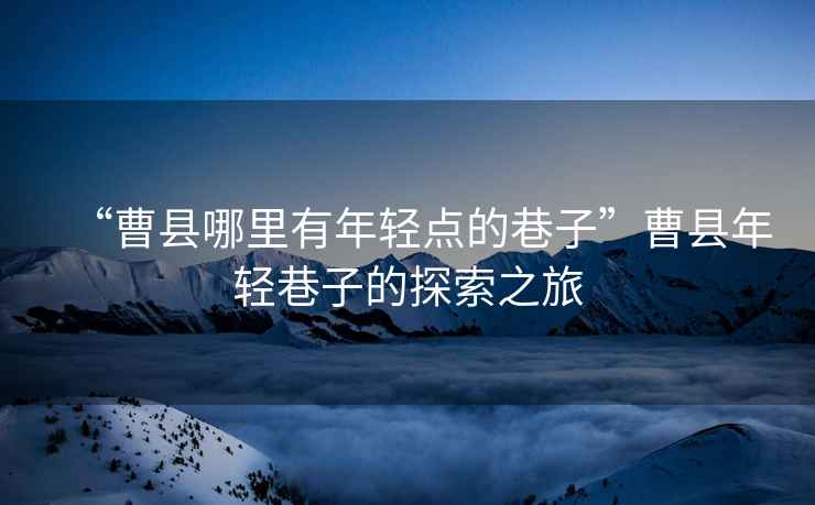 “曹縣哪里有年輕點(diǎn)的巷子”曹縣年輕巷子的探索之旅