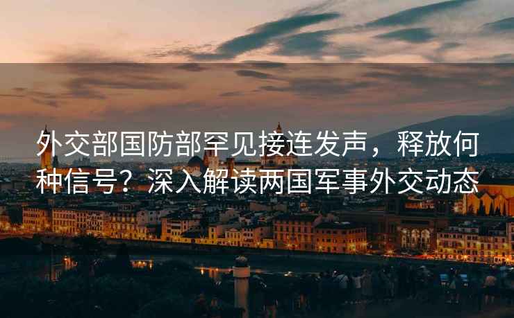 外交部國防部罕見接連發聲，釋放何種信號？深入解讀兩國軍事外交動態