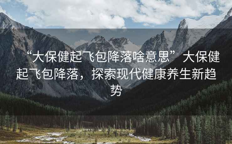 “大保健起飛包降落啥意思”大保健起飛包降落，探索現代健康養生新趨勢