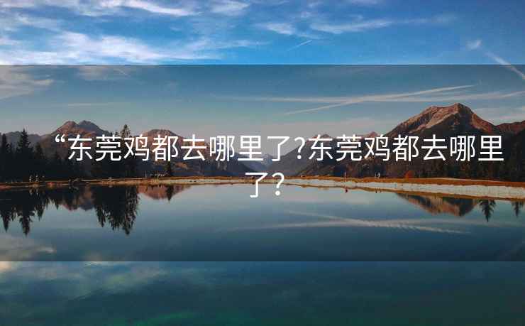 “東莞雞都去哪里了?東莞雞都去哪里了？