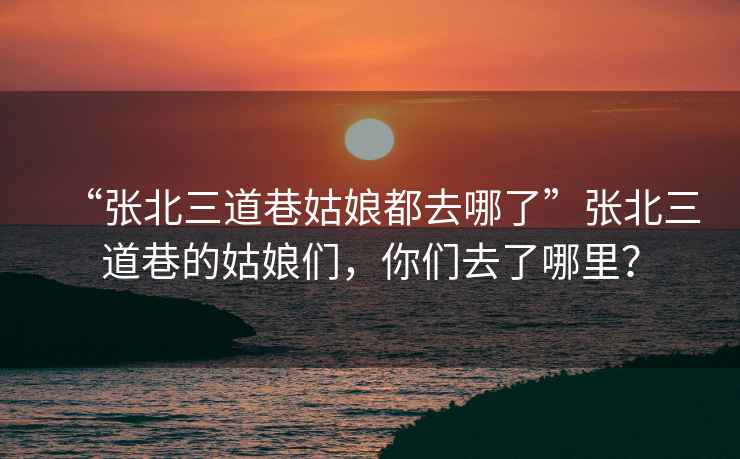 “張北三道巷姑娘都去哪了”張北三道巷的姑娘們，你們去了哪里？