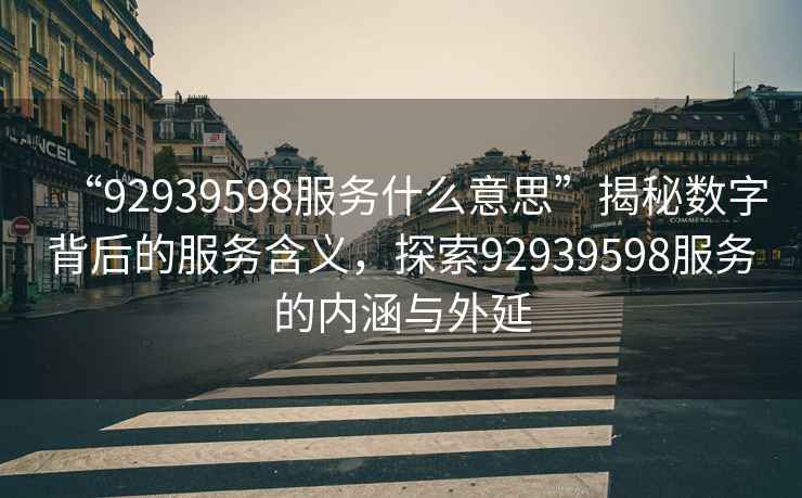 “92939598服務什么意思”揭秘數字背后的服務含義，探索92939598服務的內涵與外延