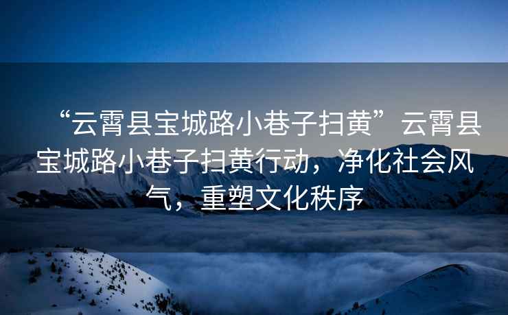 “云霄縣寶城路小巷子掃黃”云霄縣寶城路小巷子掃黃行動(dòng)，凈化社會(huì)風(fēng)氣，重塑文化秩序
