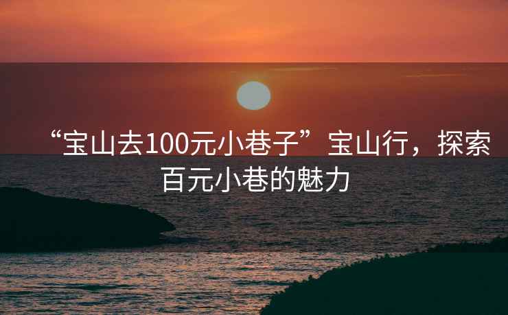 “寶山去100元小巷子”寶山行，探索百元小巷的魅力