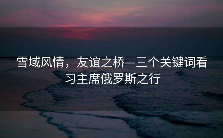 雪域風情，友誼之橋—三個關鍵詞看習主席俄羅斯之行