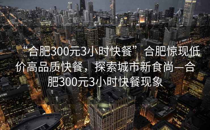 “合肥300元3小時快餐”合肥驚現低價高品質快餐，探索城市新食尚—合肥300元3小時快餐現象