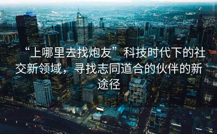 “上哪里去找炮友”科技時代下的社交新領域，尋找志同道合的伙伴的新途徑