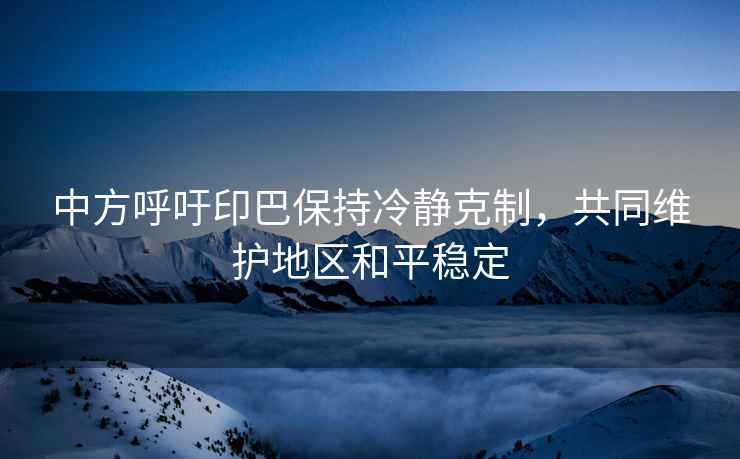 中方呼吁印巴保持冷靜克制，共同維護地區和平穩定
