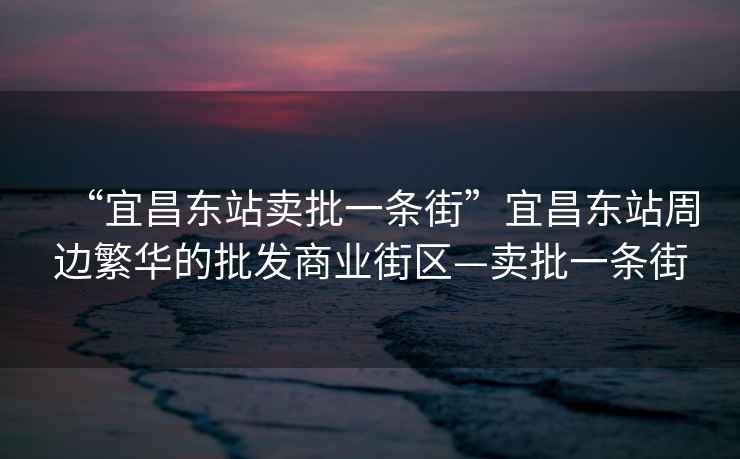 “宜昌東站賣批一條街”宜昌東站周邊繁華的批發商業街區—賣批一條街