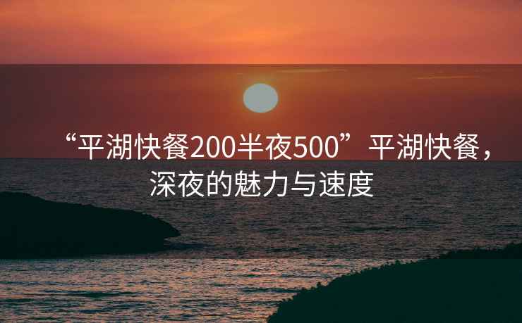 “平湖快餐200半夜500”平湖快餐，深夜的魅力與速度