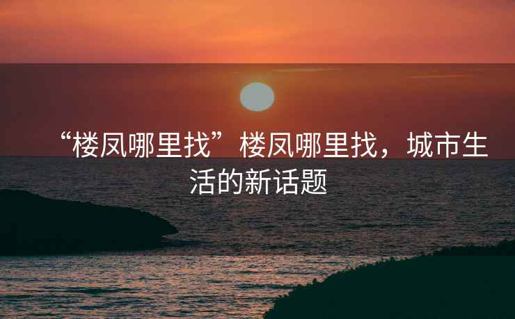 “樓鳳哪里找”樓鳳哪里找，城市生活的新話題
