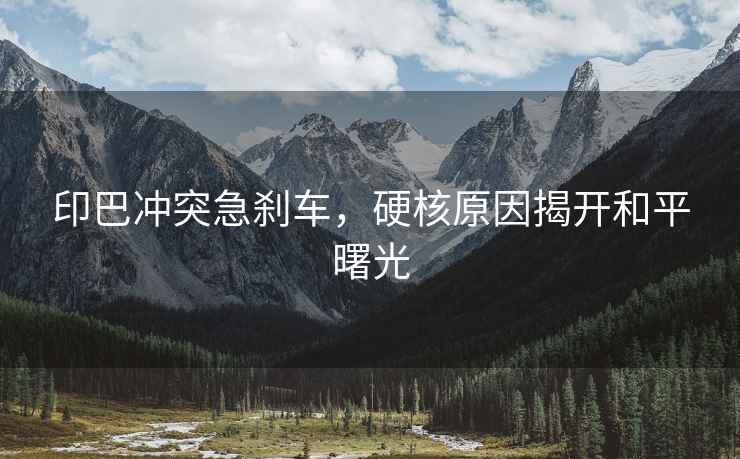 印巴沖突急剎車，硬核原因揭開和平曙光