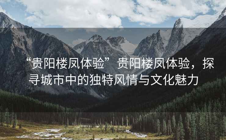 “貴陽樓鳳體驗”貴陽樓鳳體驗，探尋城市中的獨特風情與文化魅力